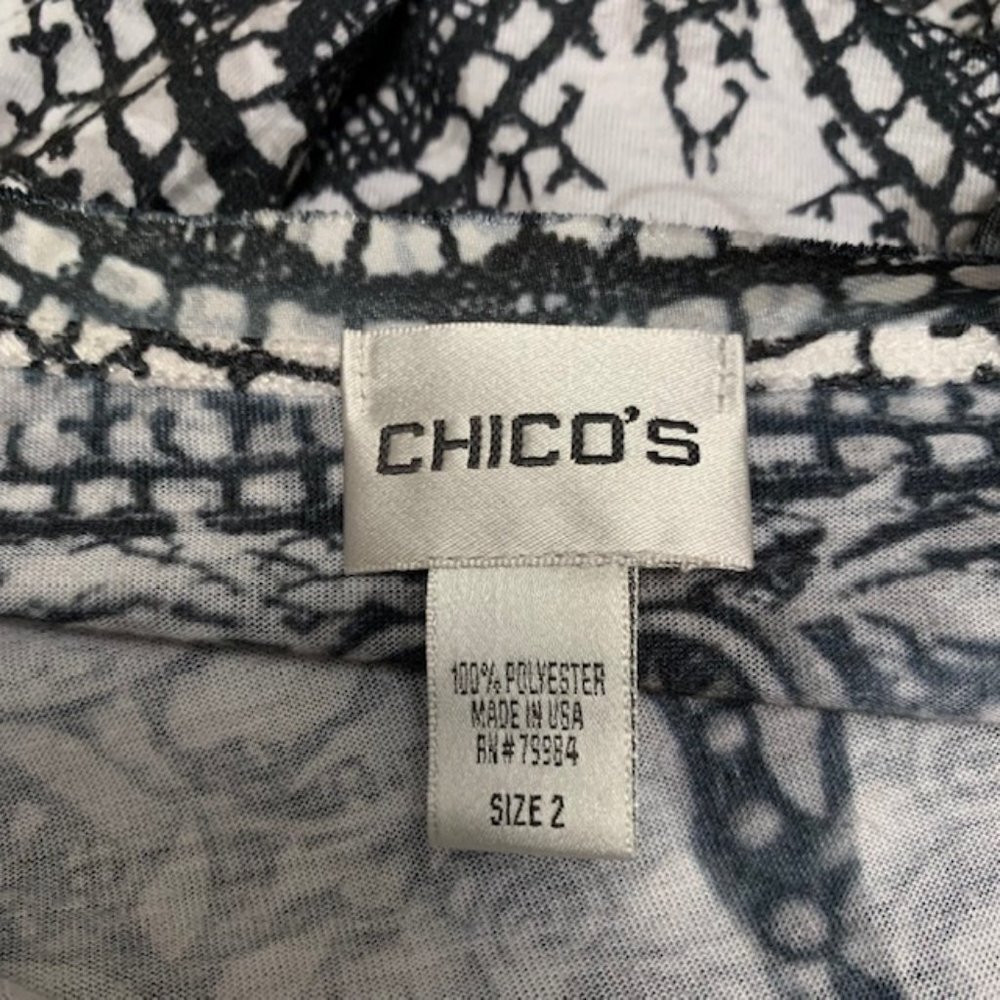 Chico's Black & White V-Neck Blouse Size L - Picture 9 of 9
